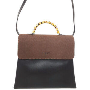 Loewe Velazquez 2way Leather twist Handle Handbag Brown
